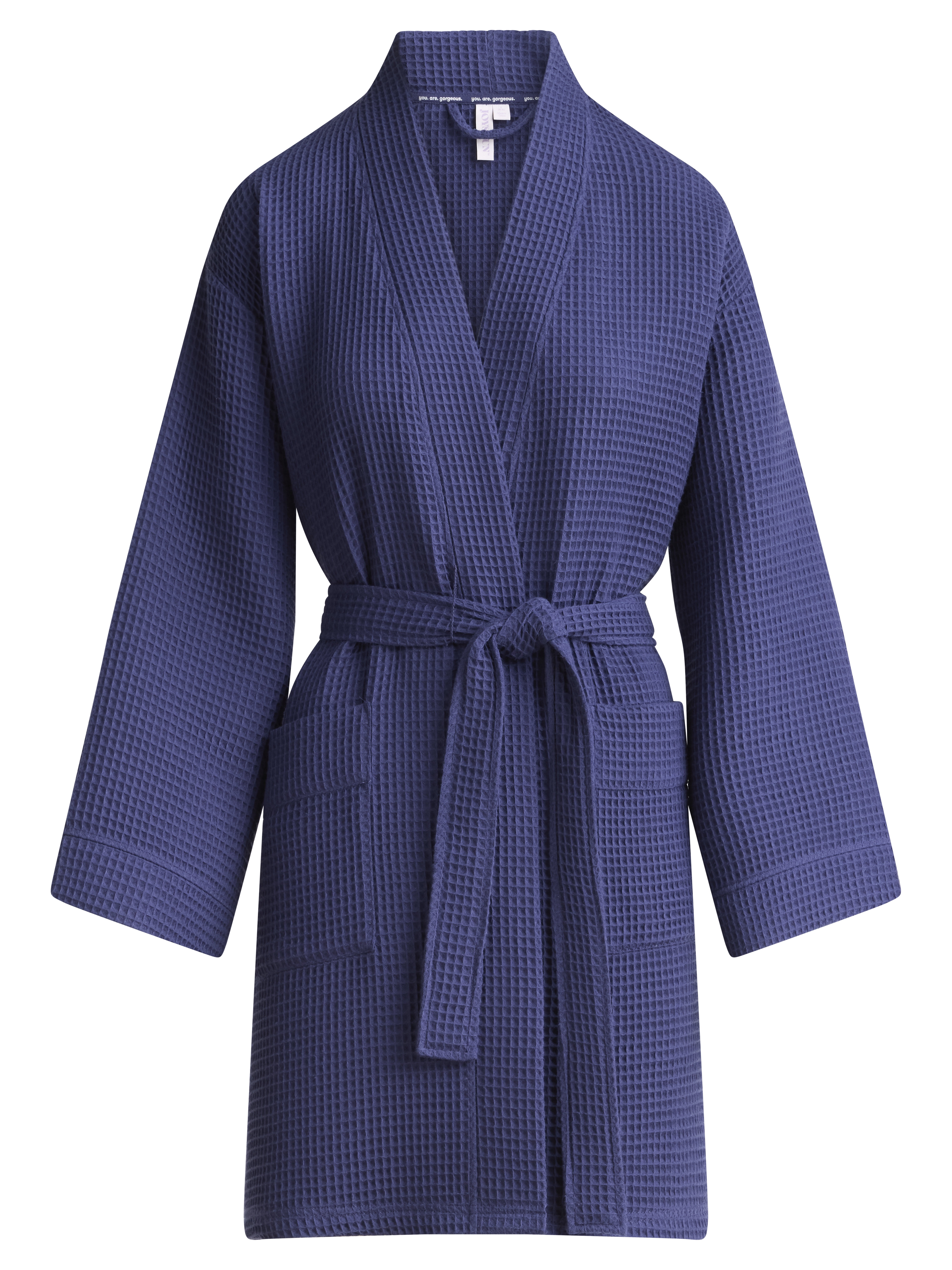 Joyspun Women's Waffle Kimono Short Wrap Robe, Size S-3X