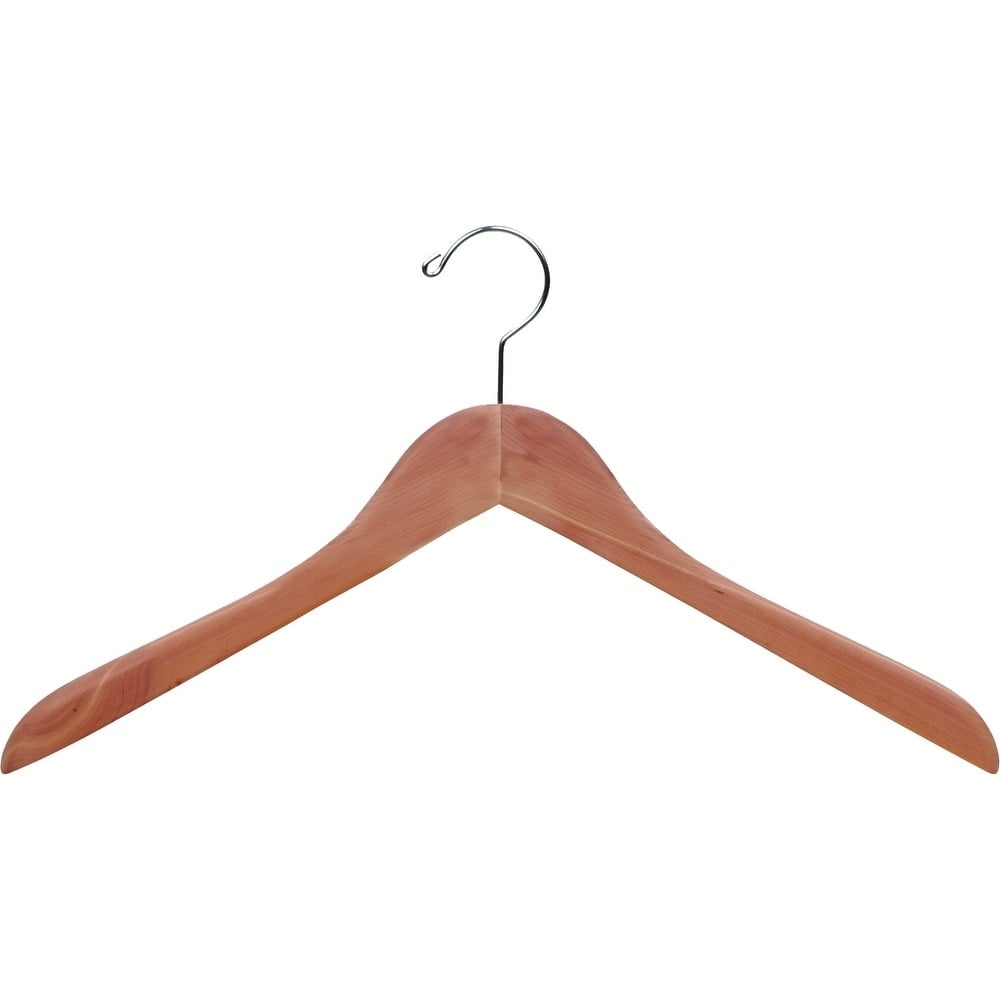 Cedar Wood Top Hanger, Box of 50 Unfinished Curved Wooden Hangers w