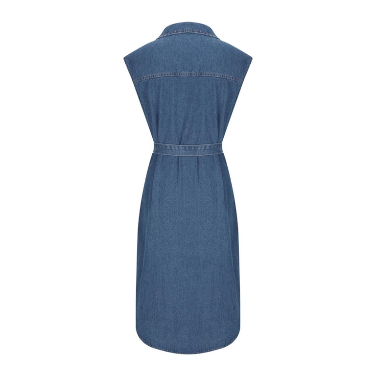 blue jean denim bridesmaid dresses Emilio Pleated Bust A-Line Midi Dress Denim Blue main image 1