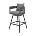 thumbnail image 4 of Benjara Enya 26" Outdoor Swivel Counter Stool Chair- Gray Aluminum- Cushions, 4 of 9