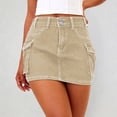 thumbnail image 2 of SONXAHE Dual Button Waist Cargo Mini Skirt for Women Side Cargo Pocket Street Daily Denim Skort, 2 of 6