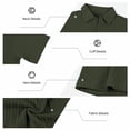 thumbnail image 7 of FRSASU Men's Casual Polo Shirt Summer Short Sleeve Vacation Button Down Beach Knit Stretchy Golf Shirts Army Green, 7 of 7