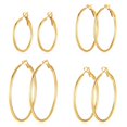 thumbnail image 1 of Set de aros grandes bañados en oro de 14K PICKBEAU, 1 of 7