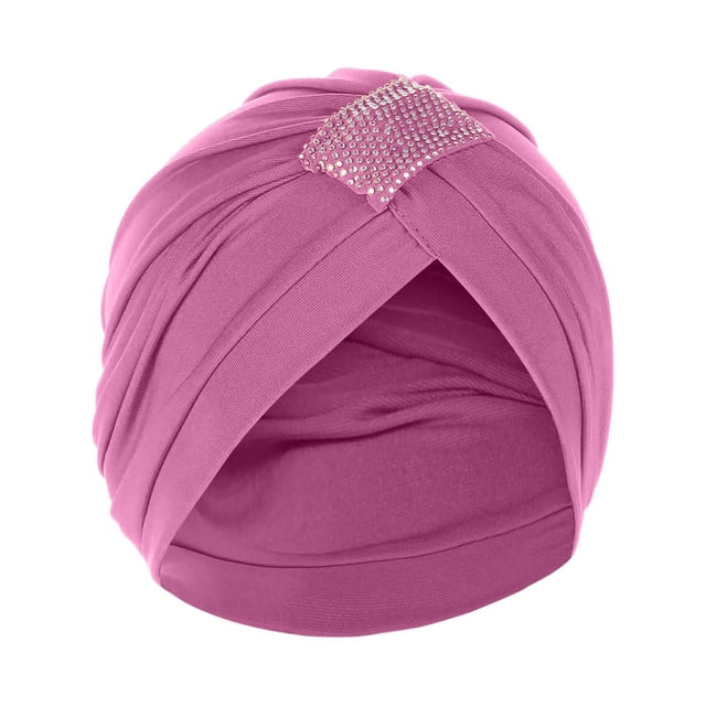 Turban Head Wraps for Women Solid Rhinestone India Muslim Ruffle Chemo Hat Headwear Head Wraps Turbans Beanie Cap Headwraps