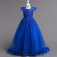 thumbnail image 2 of Miluxas Robe de Princesse pour Filles Robe Formelle pour Enfants Robe de Bal Concours Mariage Fête Robes pour Filles Bleu 7-8 Ans, 2 of 6
