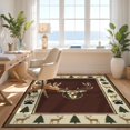thumbnail image 3 of Design&I 3'x5' Ultra Soft Throw Mat, Hunting Trophy Motif With Bear Paw Print And Antler Tree Frame Deer Flowing None Fluffy Washable Easy Care Indoor rug for Bedside Hallway, 3 of 7