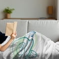 thumbnail image 3 of Seashells Soft Flannel Fleece Throw Blanket, Pastel Color Graphics of Mollusk Sketchy Features and Other Sea Elements, Cozy Plush for Indoor and Outdoor Use, 70" x 90", White Green, by Ambesonne, 3 of 5