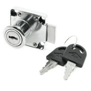 Home Cabinet Display Case Door Metal Lock Silver Tone w 2 Keys