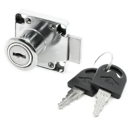 Home Cabinet Display Case Door Metal Lock Silver Tone w 2 Keys