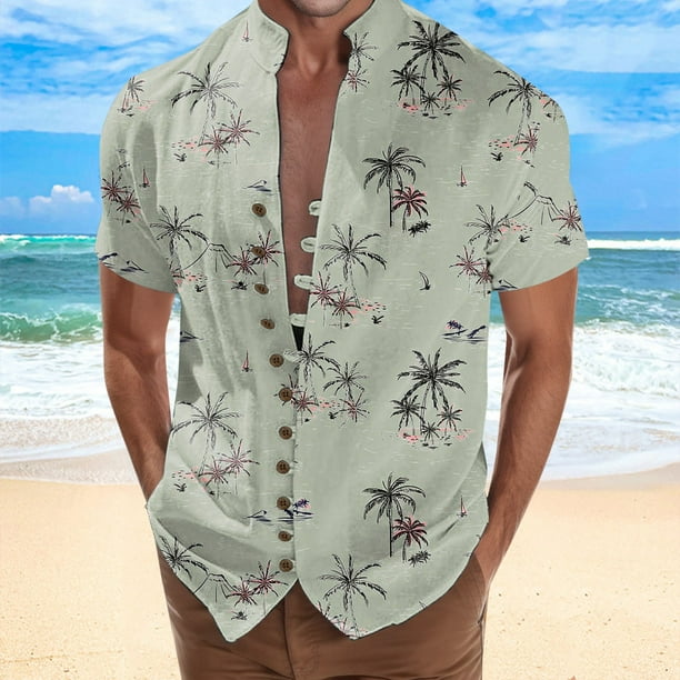 Camisas Para Hombre Manga Larga Negra Camisa de vacaciones en la playa Camisa de cuello con botones en los punos para hombre Green XL Bodega Aurrera en linea