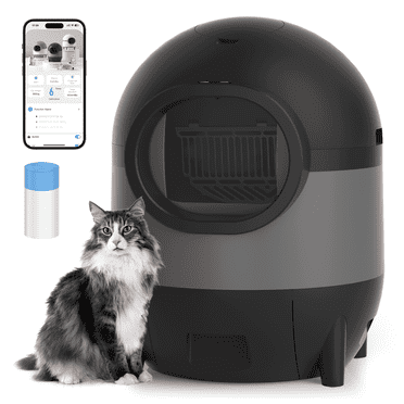 Self-Cleaning Cat Litter Box, REDSASA Automatic Cat Litter Box 2.4G WiFi with APP Control, Extra Large Capacity for Multiple Cats, Cat Litter Box Self Cleaning, Black