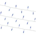 100Count Blue LED Mini Christmas Lights with White Wire, 21', Holiday