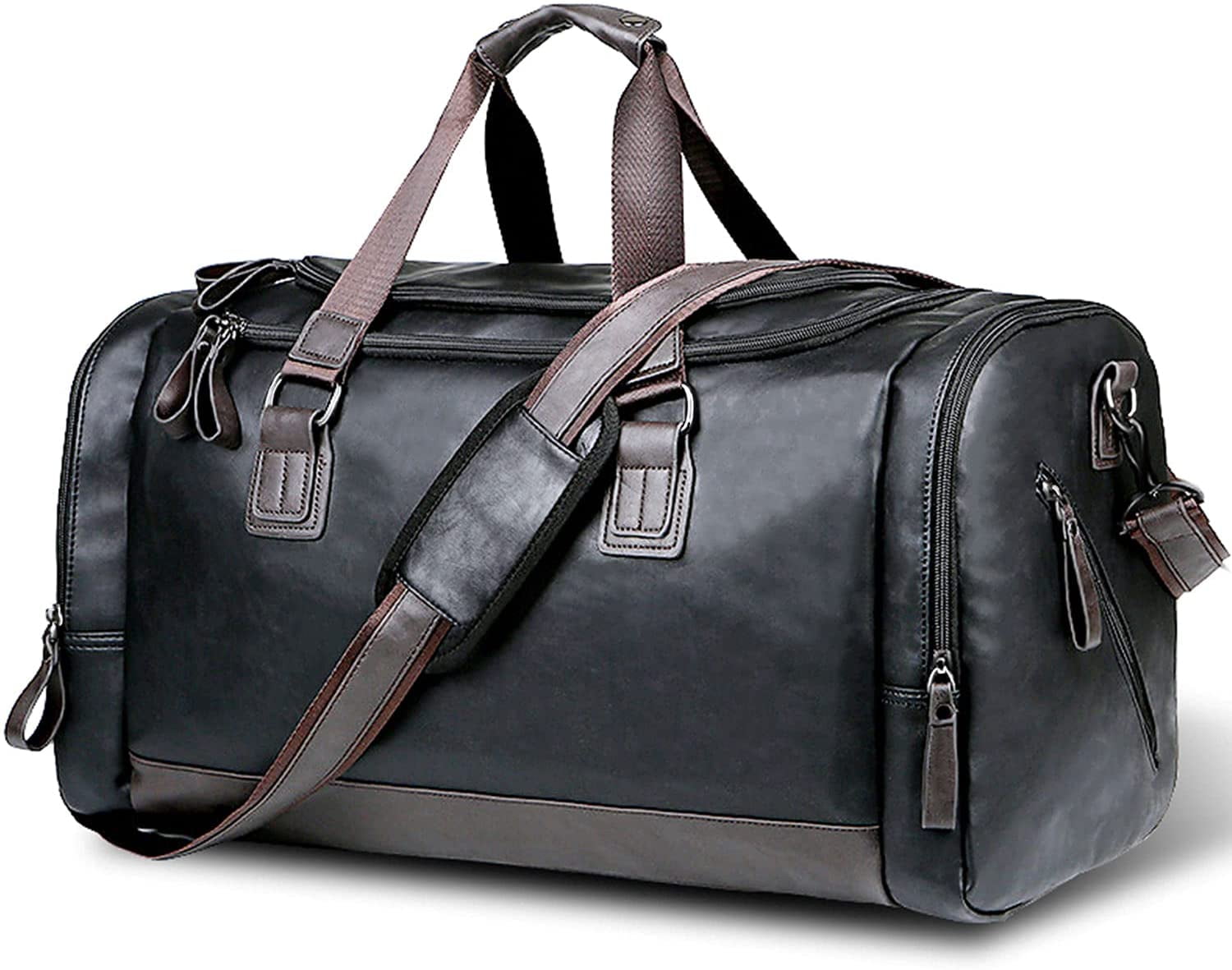 Personalised Faux Leather PU Weekend Bag Travel Holdall Duffle Sport Cabin Gym
