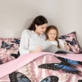 thumbnail image 5 of Manfei Black Blue Butterfly Bedding Toddler Comforter Set, Girls Brocade Pearl Down Comforter, Princess Bedding Sets Toddler with Comforter, Breathable Bedroom Decoration, 2 Pieces Reversible, 5 of 8