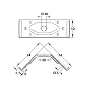 Hafele 641.00.901 Galvanized Steel Corner Brace 40mm Height