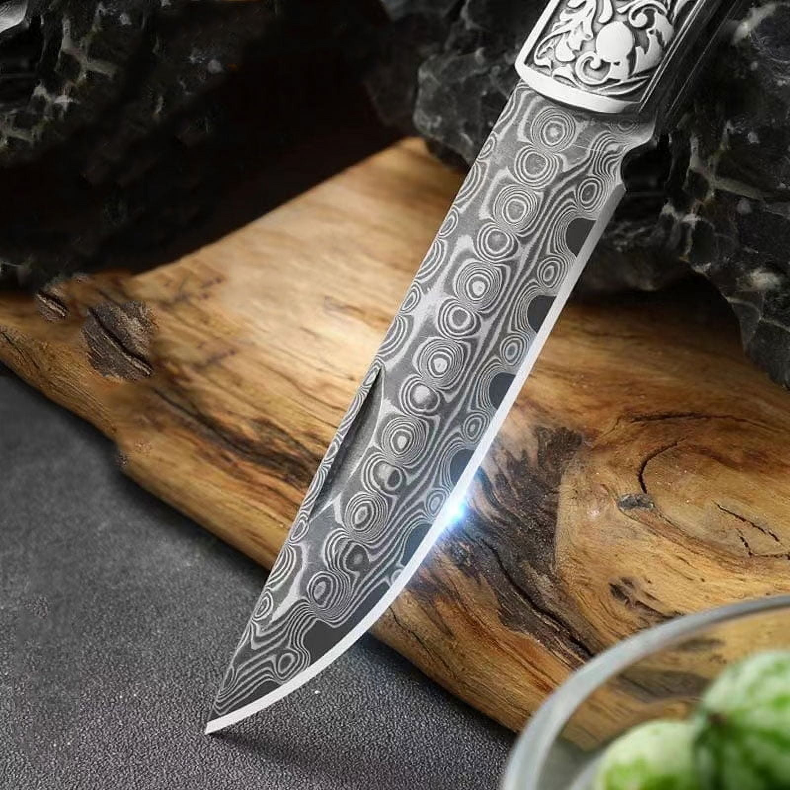 Premium Damascus Folding Knife - Exquisite and Portable, Perfect Gift for Men - Foldable Pocket Knife"