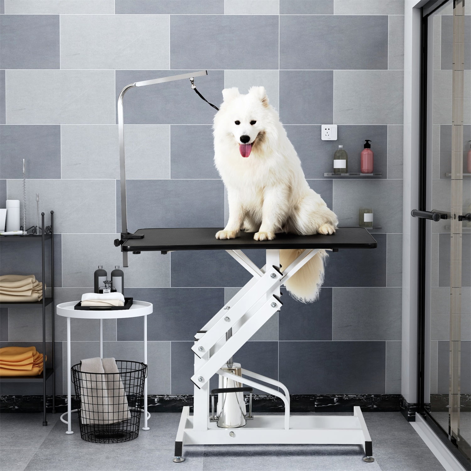 Pefilos 44" Pet Grooming Table for Dog Cats Hydraulic Heavy Duty Big Size Z-Lift Pet Grooming Table for Small Dogs Foldable Home, Black Pefilos 44" Pet Grooming Table for Dog Cats Hydraulic Heavy Duty Big Size Z-Lift Pet Grooming Table for Small Dogs Foldable Home, Black