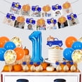 thumbnail image 3 of Little Pumpkin 1st Birthday Decorations Pumpkin First Birthday Supplies Blue Pumpkin One High Chair Banner Pumpkin Photo Banner Cake toppers for Autumn Fall Pumpkin Truck 1st Birthday, 3 of 7