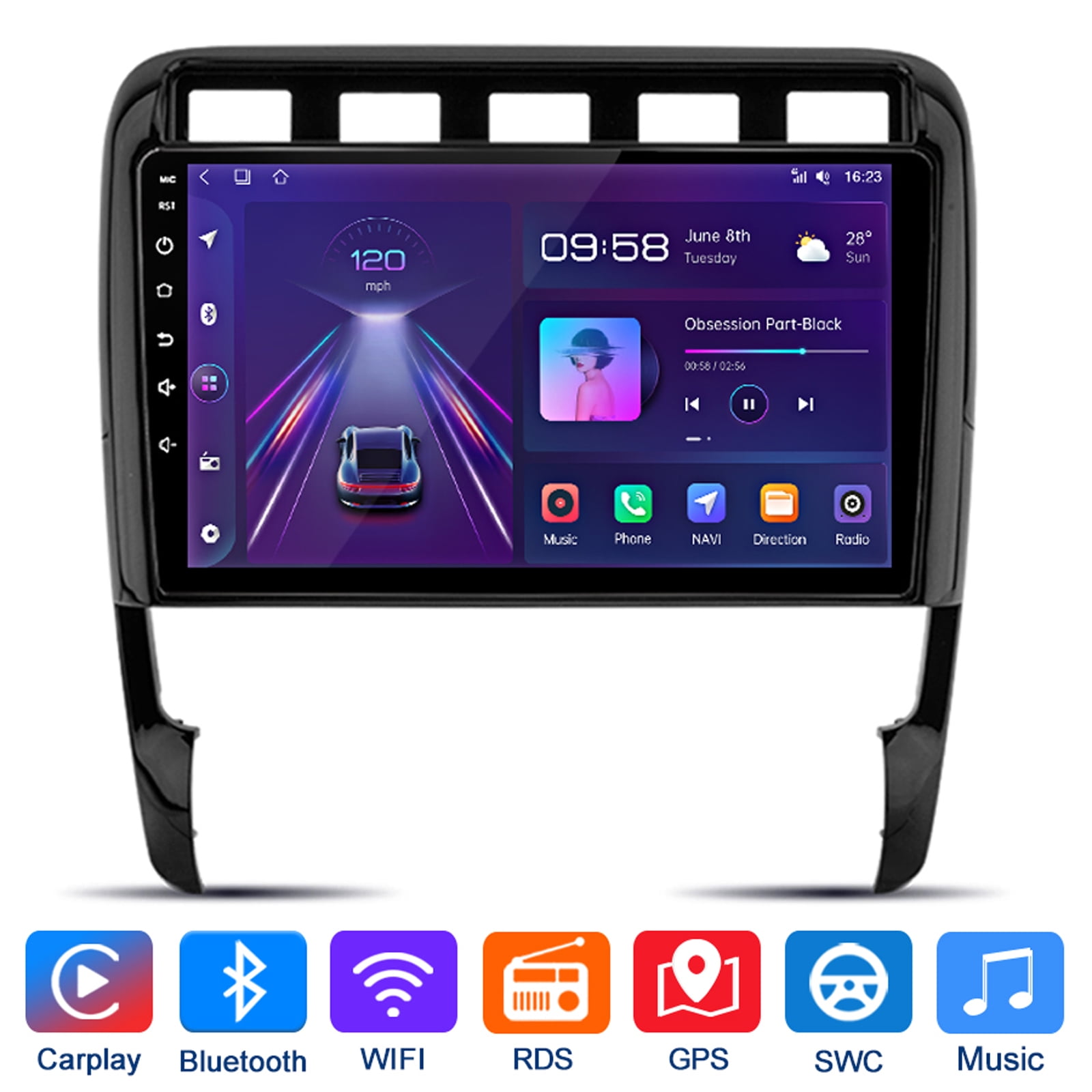 AWESAFE 9 Inch Car Stereo Radio For Porsche Cayenne 2003-2010 Android 12  1080P HD built in Apple Carplay Android AUTO Bluetooth WiFi GPS Nvigation  FM - Walmart.com