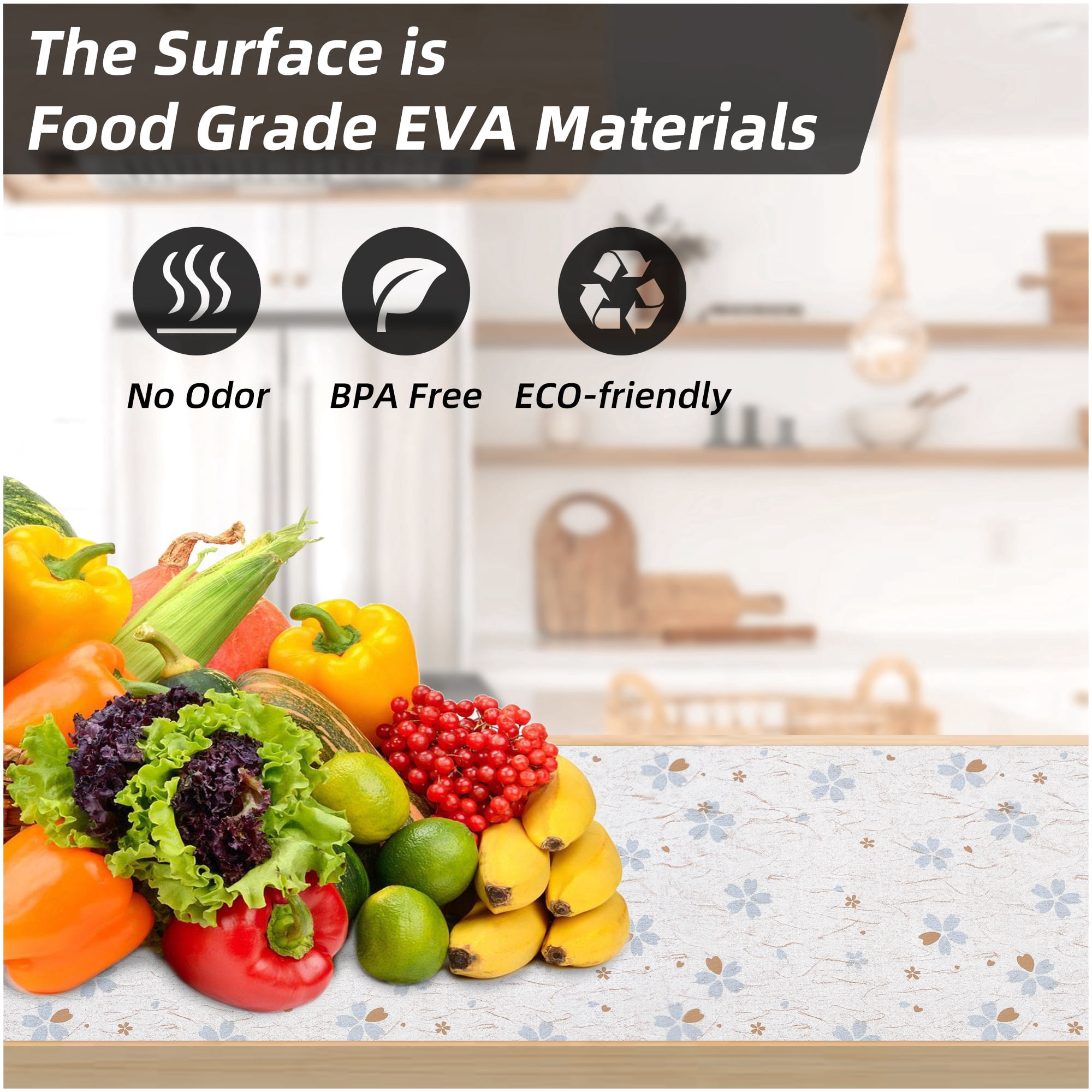 RAY STAR Shelf Cabinet Liner, 18INx8FT Drawer Liners Non-Adhesive Non Slip Shelving Liner for Kitchen Cabinets