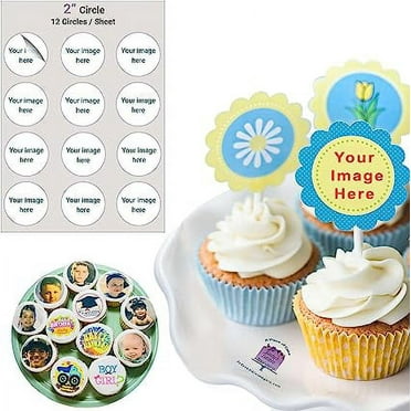 Custom Edible Icing Images Cupcakes/Cookie Toppers - 2” Circles, 12 Per Frosting Sheet