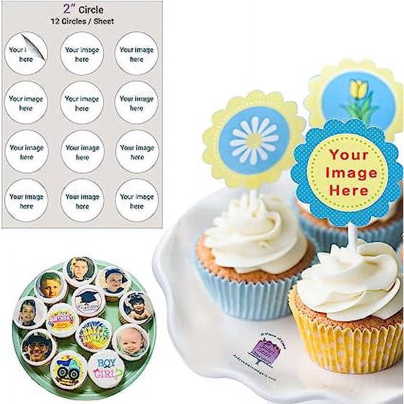 Custom Edible Icing Images Cupcakes/Cookie Toppers - 2” Circles, 12 Per Frosting Sheet
