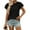 #_002Black, variant on ASDFVBKG Women Summer Tops Comfortable Short Sleeve Eyelet Crewneck Blouse Dressy Solid Casual Loose Fit Outfits Dark Blue 2XL
