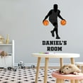 thumbnail image 1 of Sports Personalized Wall Decals for Boys Bedroom - Basetball Player Dribbling two Balls at a Time Player DIY & Creativity Custom Name Wall Sticker - Size: 20 In x 40 In, 1 of 5