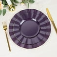 thumbnail image 2 of BalsaCircle 10 Purple 11" Round Disposable Salad Dinner Plastic Plates Gold Wavy Trim Wedding Party Tableware, 2 of 8