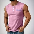 thumbnail image 2 of Jinhomg Mens Casual Henley Tank Top Sleeveless Button Down Workout Shirt with Chest Pocket Soft Summer Gym Muscle Tee for Men Pink,XL, 2 of 7
