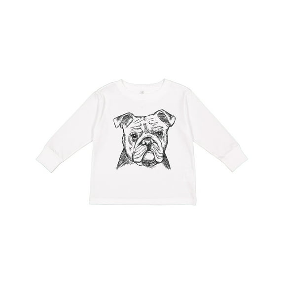 Inktastic English Bulldog Sketch Portrait Boys or Girls Long Sleeve Toddler T-Shirt