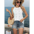 thumbnail image 5 of High Neck Sleeveless Halter Tank Tops White S, 5 of 7