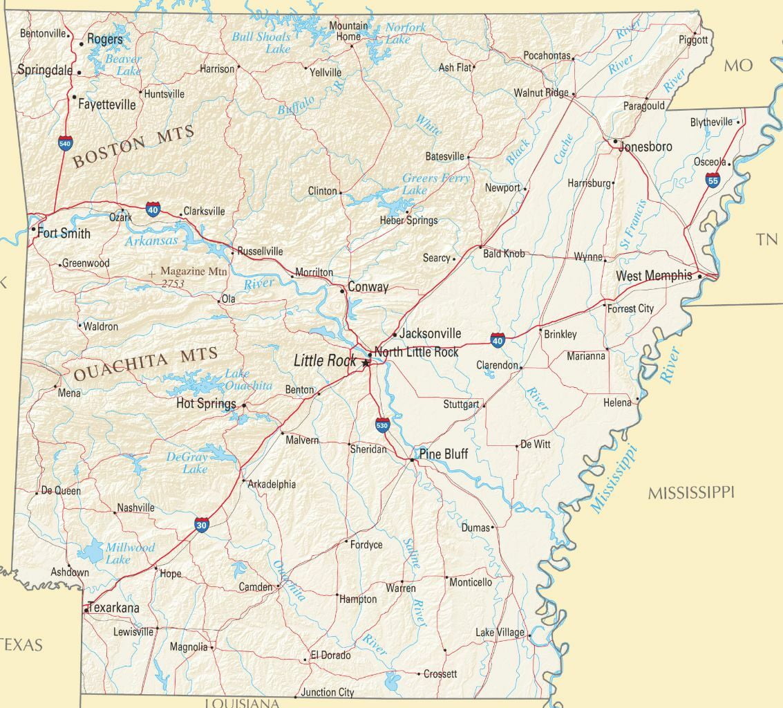 PeelnStick Poster of Arkansas Road Map Ar County State Little Rock