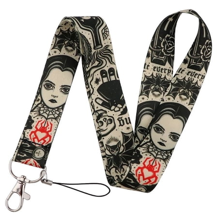 Anime Source Wednesday Television Series Character Addams Family Nevermore Academy School Keychain Lanyard ID Badge Holder