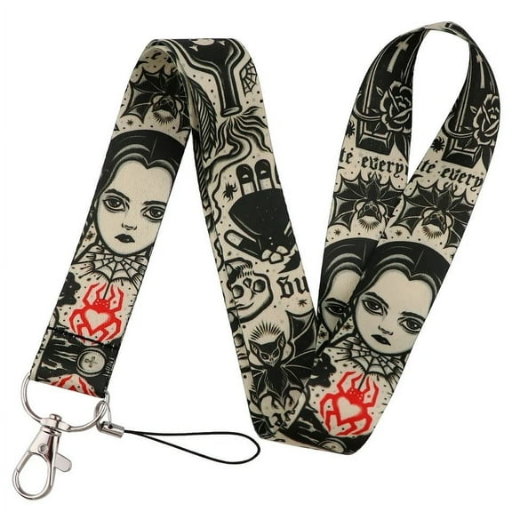 Anime Source Wednesday Television Series Character Addams Family Nevermore Academy School Keychain Lanyard ID Badge Holder