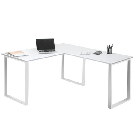 Modernluxe 59 L Shaped Desk With Metal Legs Office Corner L Shaped Desk With Metal Legs