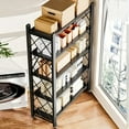 thumbnail image 4 of Joybos Étagères de Rangement Pliables à 5 Niveaux, Organisateur Réglable et Rabattable avec Roulettes, Noir, 13.4"D x 28"W x 65"H, 4 of 5