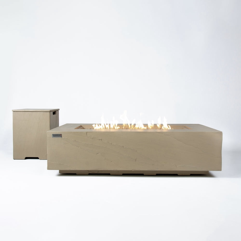 Elementi Plus Colorado Natural Gas Fire Pit for Outside Outdoor Fire Pit Table Smokeless Firepit Concrete Rectangular Fire Table Patio Heater Fireplace 60000 BTUs - Sunlight Yellow, 55.9 x 31.9 Inches