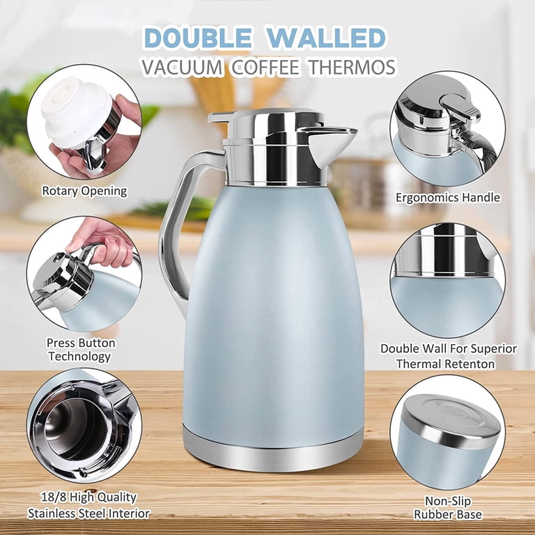 SSAWCasa Coffee Thermos, 61oz Insulated Carafe, Stainless Steel