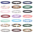 thumbnail image 2 of Pulsera de cuentas de piedra Natural para hombres y mujeres, cuarzo de cristal, amatista, aguamarinas, Jades, joyería, ágata, brazalete elástico, 2 of 4