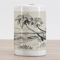 thumbnail image 2 of Palm Tree Ceramic Toothbrush Holder, Sketch of Coconut Palm Tree on Sandy Tropical Beach Exotic Oceanside View Print, Versatile Countertop for Bathroom, 4.5" X 2.7", Cream Black, by Ambesonne, 2 of 4