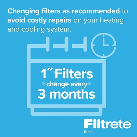 Filtrete Air Filter, MPR 300, MERV 5, Clean Living Basic Dust 3-Month Pleated 1-Inch Air Filters, 6 Filters, White