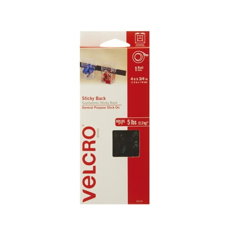 VELCRO® Brand Sticky Back 4ft x 3/4in Roll, Black