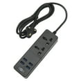 Power Strip PC Copper Flame Retardant 2 Universal 4 USB Interface Strip Hub with 2m Cable Black