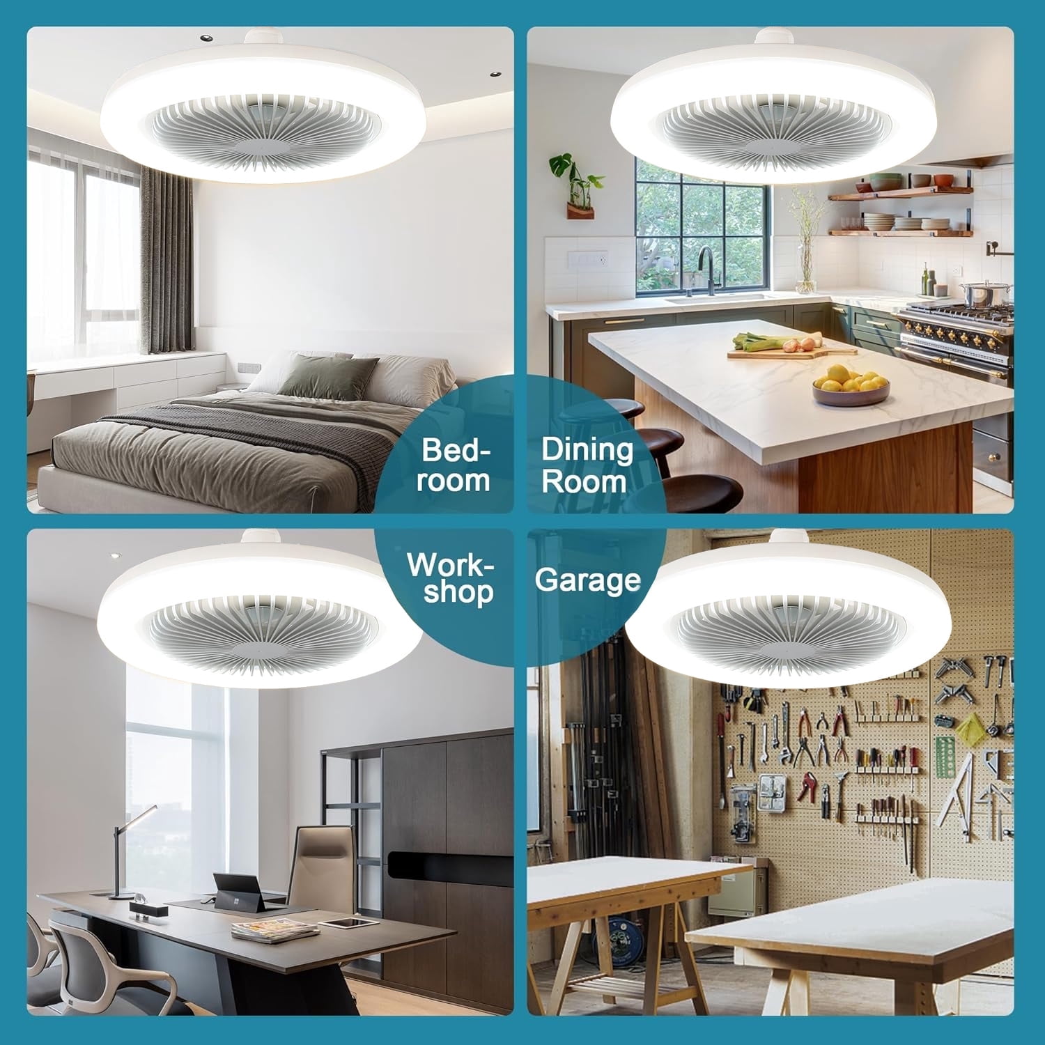 Inadays Ceiling Fan with Lights and Remote Control Socket Fan Light Bulb Light 10.6 Inch