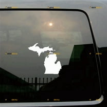 Michigan State Map Sticker Decal Vinyl USA - 2 Pack White 5" - For Car Boat Laptop Cup No Background Die-cut