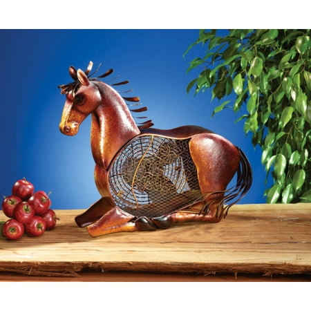 19" Hand Sculpted Stallion Horse Table Top Figure Fan