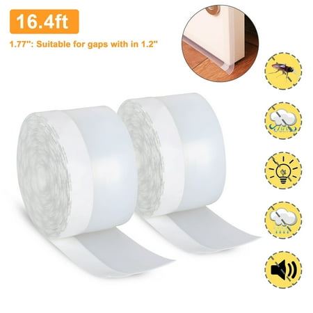 EEEkit 2 Roll 16.4ft Silicone Weather Seal Strips, Door Window Self Adhesive Seal Bottom Noise Stopper Tapes