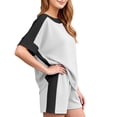 thumbnail image 3 of WAYUTE Shorts Sets for Women Plus Size Casual Summer Patchwork Color Short Sleeve T Shirt and Shorts Athletic 2 Piece Sports Outfit Clothing Sets, 3 of 6