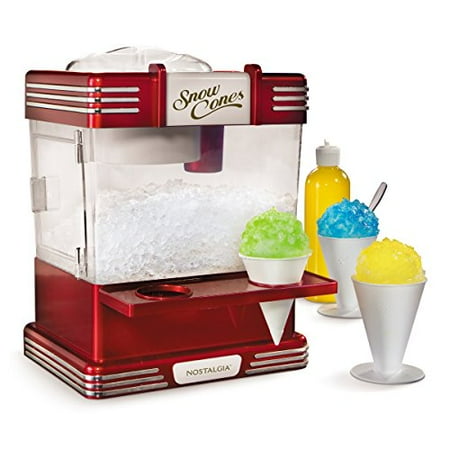 

Nostalgia RSM602 Countertop Snow Cone Maker Makes 20 Icy Treats Includes 2 Reusable Plastic Cups & Ice Scoop Retro Red